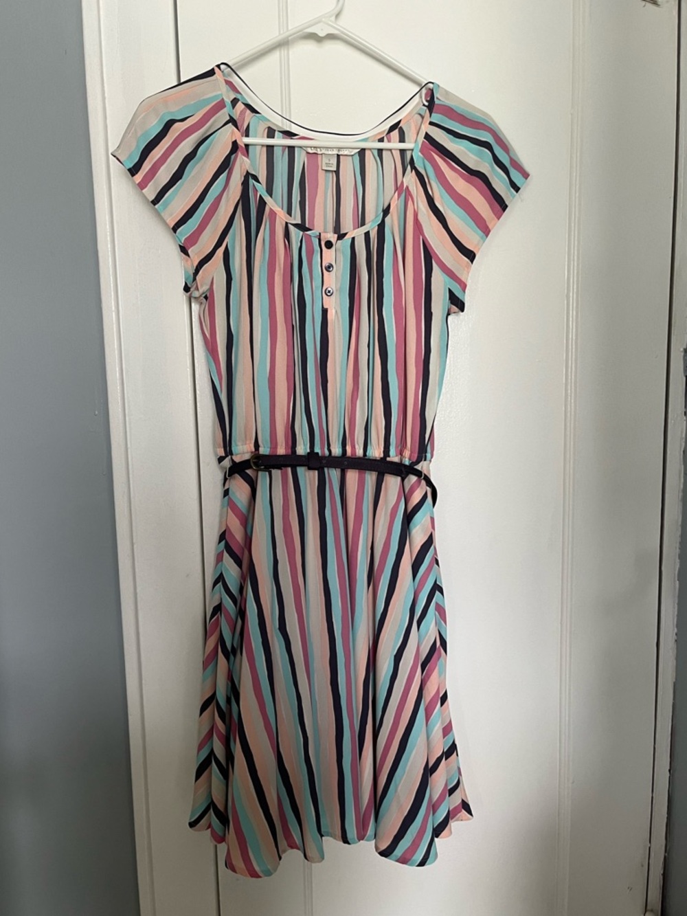 LC Lauren Conrad Multicolor Striped Mini Dress - Pink, Blue, Cream, Purple